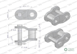 Półogniwo łańcucha prosta płytka P16B-1 (R1 1) Waryński ( sprzedawane po 10 )