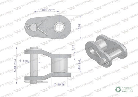 Półogniwo łańcucha przemysłowe P10AH-1 ANSI A 50H (R1 5/8) Waryński ( sprzedawane po 10 )