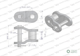 Półogniwo łańcucha przemysłowe P12AH-1 ANSI A 60H (R1 3/4) Waryński ( sprzedawane po 10 )