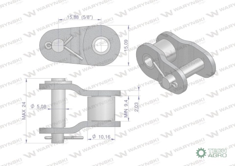 Półogniwo łańcucha wzmocnione P10A-1 ANSI A 50 (R1 5/8) Waryński ( sprzedawane po 10 )