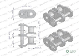 Półogniwo łańcucha wzmocnione P10A-2 ANSI A 50 (R2 5/8) Waryński ( sprzedawane po 5 )