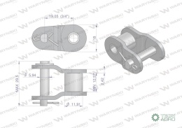 Półogniwo łańcucha wzmocnione P12A-1 ANSI A 60 (R1 3/4) Waryński ( sprzedawane po 10 )
