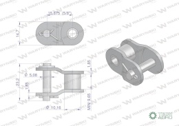 Półogniwo łańcucha wzmocnionego przemysłowego P10BH-1 (R1 5/8) Waryński ( sprzedawane po 10 )