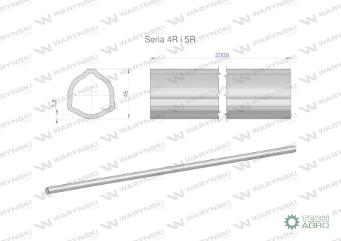 Rura trójkątna wewnętrzna Seria 4R i 5Rdo wału przegubowo-teleskopowego 45x3.8mm 2m WARYŃSKI (sprzedawane po 2)