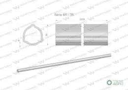 Rura trójkątna zewnętrzna Seria 6R i 7Rdo wału przegubowo-teleskopowego 54x4mm 2m WARYŃSKI (sprzedawane po 2)