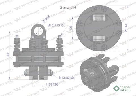 Sprzęgło cierne wału Seria 7R 1700Nm - 1 3/8 Z6 WARYŃSKI