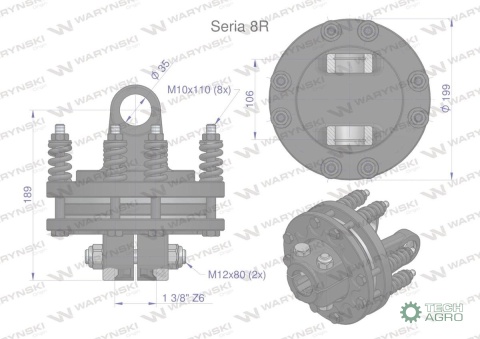 Sprzęgło cierne wału Seria 8R 1700Nm - 1 3/8 Z6 WARYŃSKI