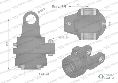 Sprzęgło na kołek wału Seria 7R 2700Nm - 30x106 - 1 3/8 Z6 WARYŃSKI