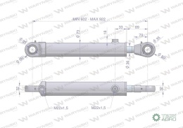 Cylinder hydrauliczny - siłownik dwustronny (7210120053. CJ2*63/36*320z+KT2) chwytak TUR Waryński
