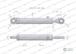 Cylinder hydrauliczny - siłownik dwustronny (7214035010 CJ2F-18-80/45/630 DGzL+U/ 7214090020) cyklop wysięgnik Waryński