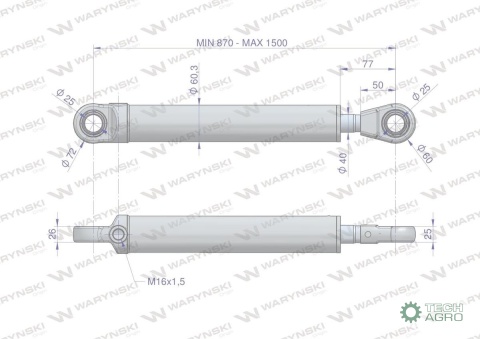 Cylinder hydrauliczny - siłownik jednostronny (7210120051. CN2F-40/630Z+U) Tur 1.2 Waryński Cylinder hydrauliczny - siłownik jednostronny (7210120051. CN2F-40/630Z+U) Tur 1.2 Waryński