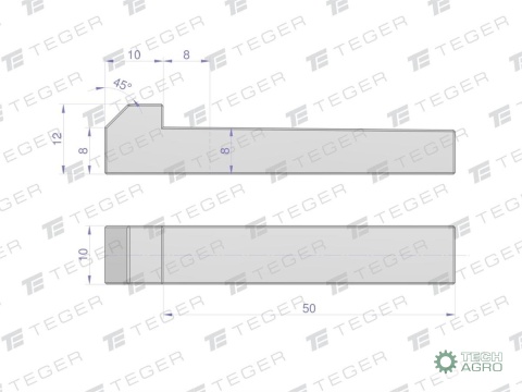 Klin z noskiem 10x8x50 TEGER, (sprzedawane po 5)