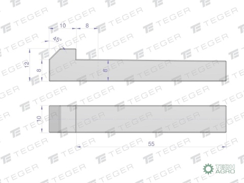 Klin z noskiem 10x8x55 TEGER, (sprzedawane po 5)