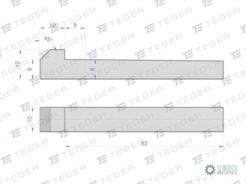 Klin z noskiem 10x8x63 TEGER, (sprzedawane po 5)