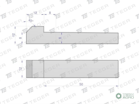 Klin z noskiem 12x8x50 TEGER , (sprzedawane po 5)