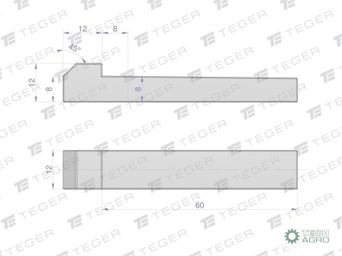 Klin z noskiem 12x8x60 TEGER, (sprzedawane po 5)