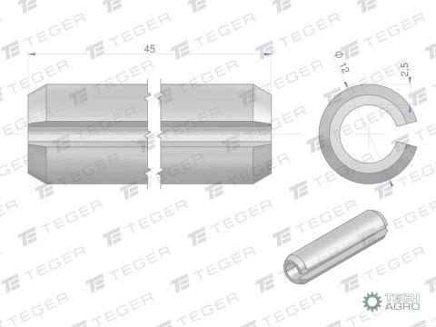 Kołek sprężysty 12x45 TEGER, (sprzedawane po 10)