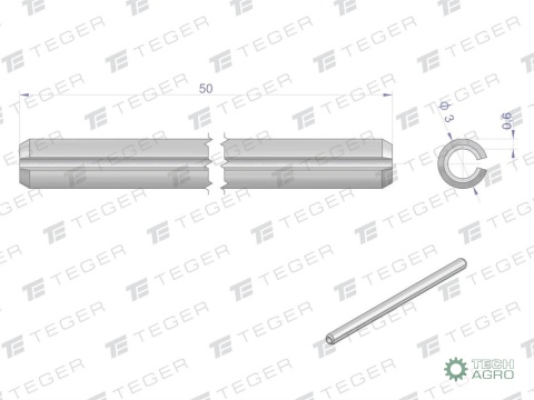Kołek sprężysty 3x50 TEGER, (sprzedawane po 10)