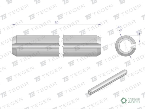 Kołek sprężysty 5x50 TEGER, (sprzedawane po 10)