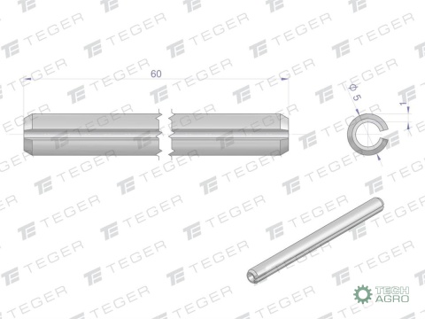 Kołek sprężysty 5x60 TEGER, (sprzedawane po 10)