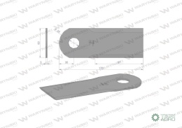 Nóż obrotowy rozdrabniacz słomy sieczkarnia DYMINY/ŻUKOWO szerokość 60mm fi-22 WARYŃSKI ( sprzedawane po 25 )