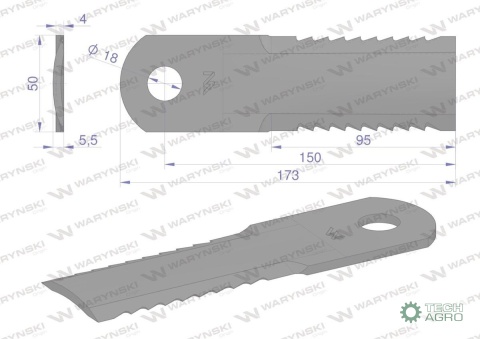 Nóż obrotowy rozdrabniacz słomy sieczkarnia uzębiony 173x50x4mm otwór 18 zastosowanie 84441392 New Holland WARYŃSKI ( sprzedawan Nóż obrotowy rozdrabniacz słomy sieczkarnia uzębiony 173x50x4mm otwór 18 zastosowanie 84441392 New Holland WARYŃSKI ( sprzedawan