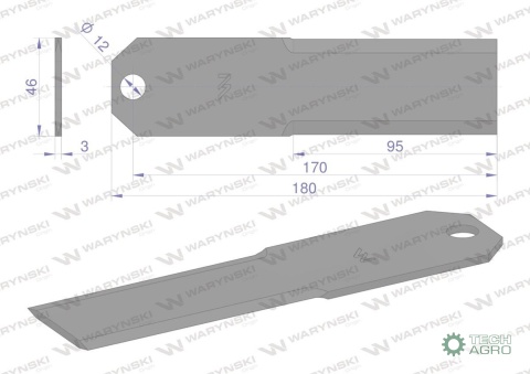 Nóż stały rozdrabniacz słomy sieczkarnia gładki 180X46X3mm otwór 12 zastosowanie 3DS174AD Claas WARYŃSKI ( sprzedawane po 25 ) Nóż stały rozdrabniacz słomy sieczkarnia gładki 180X46X3mm otwór 12 zastosowanie 3DS174AD Claas WARYŃSKI ( sprzedawane po 25 )