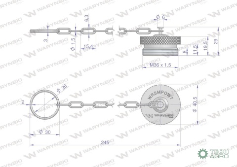 Pokrywa aluminiowa (korek, zaślepka) z gwintem zewnętrznym wkręcany do zaworów skręcanych - wtyczek serii WRS Waryński ( sprzeda Pokrywa aluminiowa (korek, zaślepka) z gwintem zewnętrznym wkręcany do zaworów skręcanych - wtyczek serii WRS Waryński ( sprzeda