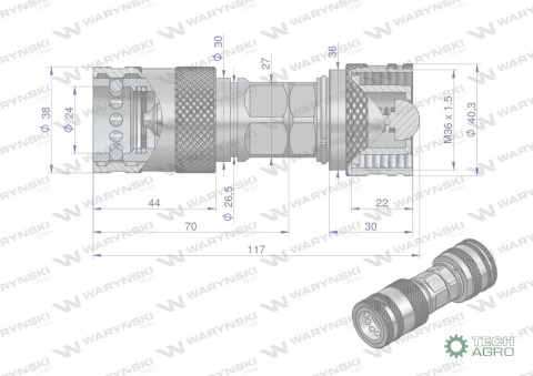 Redukcja wtyczka/gniazdo EURO PUSH-PULL skręcane (50493REDUKCJA) Waryński Redukcja wtyczka/gniazdo EURO PUSH-PULL skręcane (50493REDUKCJA) Waryński