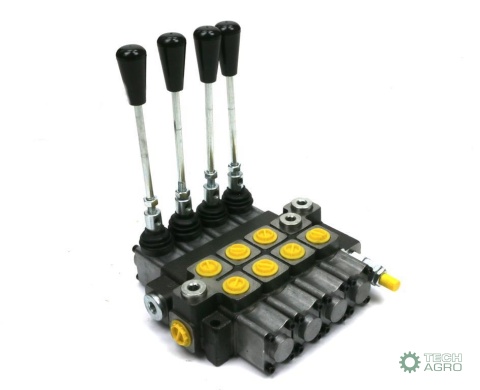 Rozdzielacz hydrauliczny 4-sekcyjny max przepływ 40L (1-sekcja nurnikowa) Waryński Rozdzielacz hydrauliczny 4-sekcyjny max przepływ 40L (1-sekcja nurnikowa) Waryński