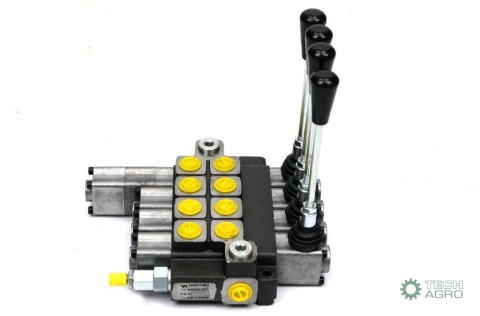 Rozdzielacz hydrauliczny 4-sekcyjny max przepływ 40L (1-sekcja pływająca) Waryński Rozdzielacz hydrauliczny 4-sekcyjny max przepływ 40L (1-sekcja pływająca) Waryński