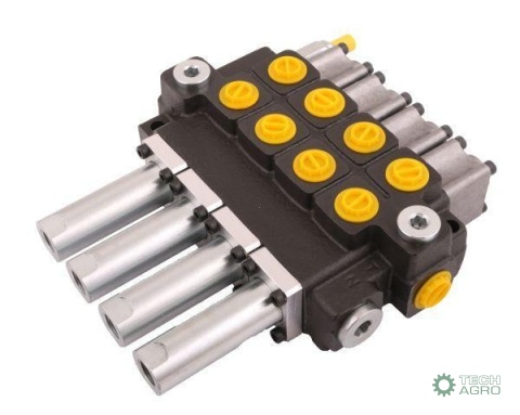 Rozdzielacz hydrauliczny 4-sekcyjny max przepływ 40L sterowany linkami Waryński Rozdzielacz hydrauliczny 4-sekcyjny max przepływ 40L sterowany linkami Waryński