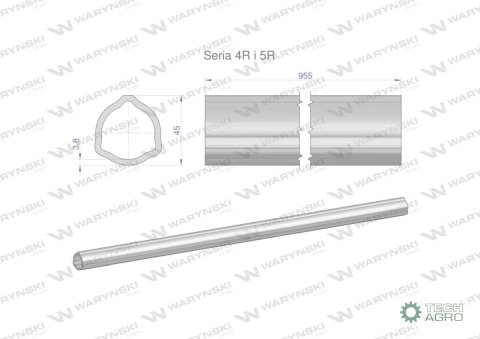 Rura wewnętrzna Seria 4R i 5R do wału 1110 przegubowo-teleskopowego 45x3.8 mm 955 mm WARYŃSKI Rura wewnętrzna Seria 4R i 5R do wału 1110 przegubowo-teleskopowego 45x3.8 mm 955 mm WARYŃSKI