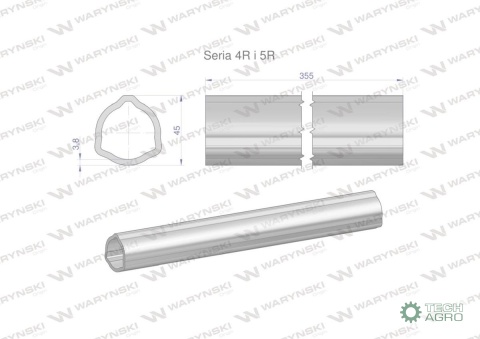 Rura wewnętrzna Seria 4R i 5R do wału 510 przegubowo-teleskopowego 45x3.8 mm 355 mm WARYŃSKI