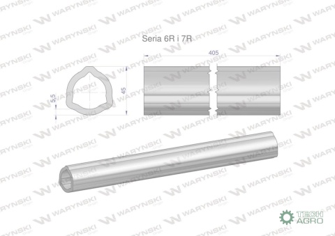 Rura wewnętrzna Seria 6R i 7R do wału 560 przegubowo-teleskopowego 45x5.5mm 405 mm WARYŃSKI Rura wewnętrzna Seria 6R i 7R do wału 560 przegubowo-teleskopowego 45x5.5mm 405 mm WARYŃSKI