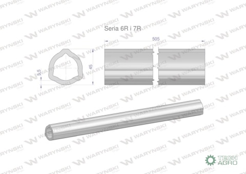 Rura wewnętrzna Seria 6R i 7R do wału 660 przegubowo-teleskopowego 45x5.5mm 505 mm WARYŃSKI Rura wewnętrzna Seria 6R i 7R do wału 660 przegubowo-teleskopowego 45x5.5mm 505 mm WARYŃSKI