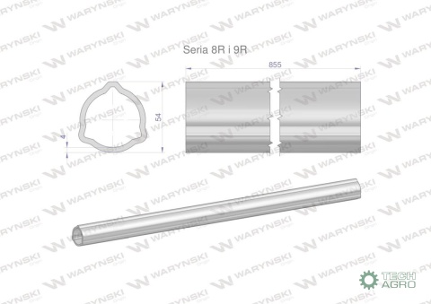 Rura wewnętrzna Seria 8R i 9R do wału 1010 przegubowo-teleskopowego 54x5mm 855 mm WARYŃSKI Rura wewnętrzna Seria 8R i 9R do wału 1010 przegubowo-teleskopowego 54x5mm 855 mm WARYŃSKI