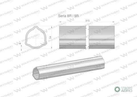 Rura wewnętrzna Seria 8R i 9R do wału 460 przegubowo-teleskopowego 54x5mm 315 mm WARYŃSKI Rura wewnętrzna Seria 8R i 9R do wału 460 przegubowo-teleskopowego 54x5mm 315 mm WARYŃSKI