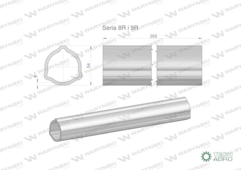 Rura wewnętrzna Seria 8R i 9R do wału 510 przegubowo-teleskopowego 54x5mm 355 mm WARYŃSKI Rura wewnętrzna Seria 8R i 9R do wału 510 przegubowo-teleskopowego 54x5mm 355 mm WARYŃSKI