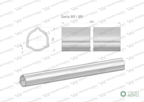 Rura wewnętrzna Seria 8R i 9R do wału 660 przegubowo-teleskopowego 54x5mm 505 mm WARYŃSKI Rura wewnętrzna Seria 8R i 9R do wału 660 przegubowo-teleskopowego 54x5mm 505 mm WARYŃSKI