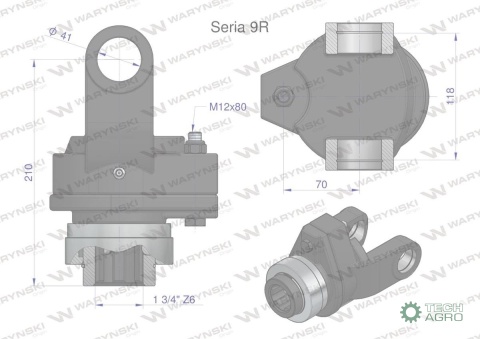 Sprzęgło na kołek wału Seria 9R 4500Nm - 41x118 - 1 3/4 Z6 WARYŃSKI Sprzęgło na kołek wału Seria 9R 4500Nm - 41x118 - 1 3/4 Z6 WARYŃSKI