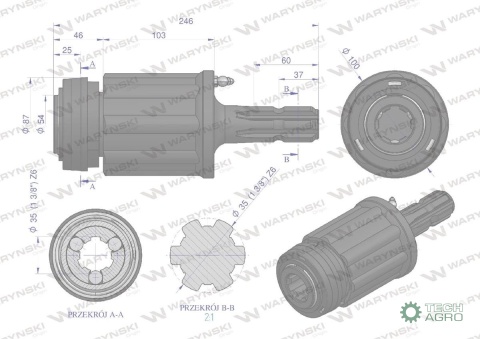 Sprzęgło zewnętrzne zapadkowe wału 1200Nm - 1 3/8 Z6 Waryński Sprzęgło zewnętrzne zapadkowe wału 1200Nm - 1 3/8 Z6 Waryński