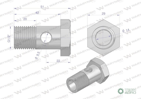 Śruba oczkowa przelewowa calowa G1/2-14. L-42mm. Waryński ( sprzedawane po 10 ) Śruba oczkowa przelewowa calowa G1/2-14. L-42mm. Waryński ( sprzedawane po 10 )