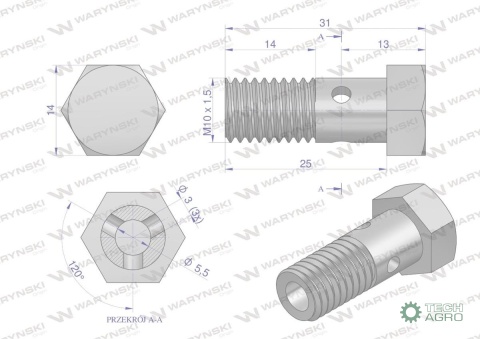 Śruba oczkowa przelewowa metryczna M10x1.5 Waryński ( sprzedawane po 10 ) Śruba oczkowa przelewowa metryczna M10x1.5 Waryński ( sprzedawane po 10 )
