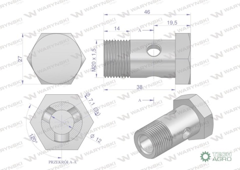 Śruba oczkowa przelewowa metryczna M20x1.5 Waryński ( sprzedawane po 5 ) Śruba oczkowa przelewowa metryczna M20x1.5 Waryński ( sprzedawane po 5 )