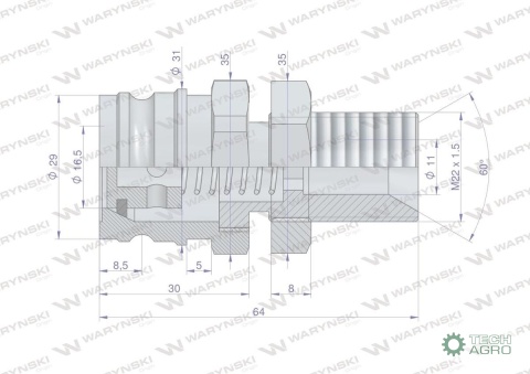 Szybkozłącze hamulcowe wtyczka G1/2"BSP gwint zewnętrzny Waryński Szybkozłącze hamulcowe wtyczka G1/2"BSP gwint zewnętrzny Waryński