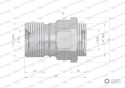 Szybkozłącze hydrauliczne skręcane (motylkowe) gniazdo G3/4"BSP gwint wewnętrzny 250bar Waryński
