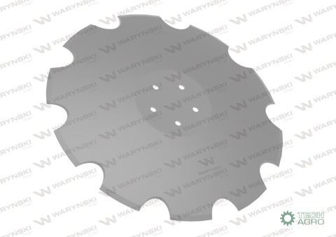 Talerz, uzębiony Z-10 fi 510 mocowanie5/98 grubość 4 mm stal borowa prosta piasta, Waryński