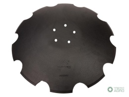 Talerz, uzębiony Z-10 fi 510 mocowanie5/98 grubość 4 mm stal borowa prosta piasta, Waryński
