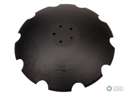 Talerz, uzębiony Z-10 fi 560 mocowanie5/98 grubość 4,5 mm stal borowa prosta piasta, Waryński